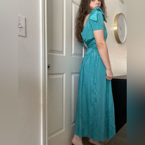 Vintage House of Bianchi Disco Formal Prom Dress Size 2 Full Skirt Fitted Waist‎ - Picture 2 of 5